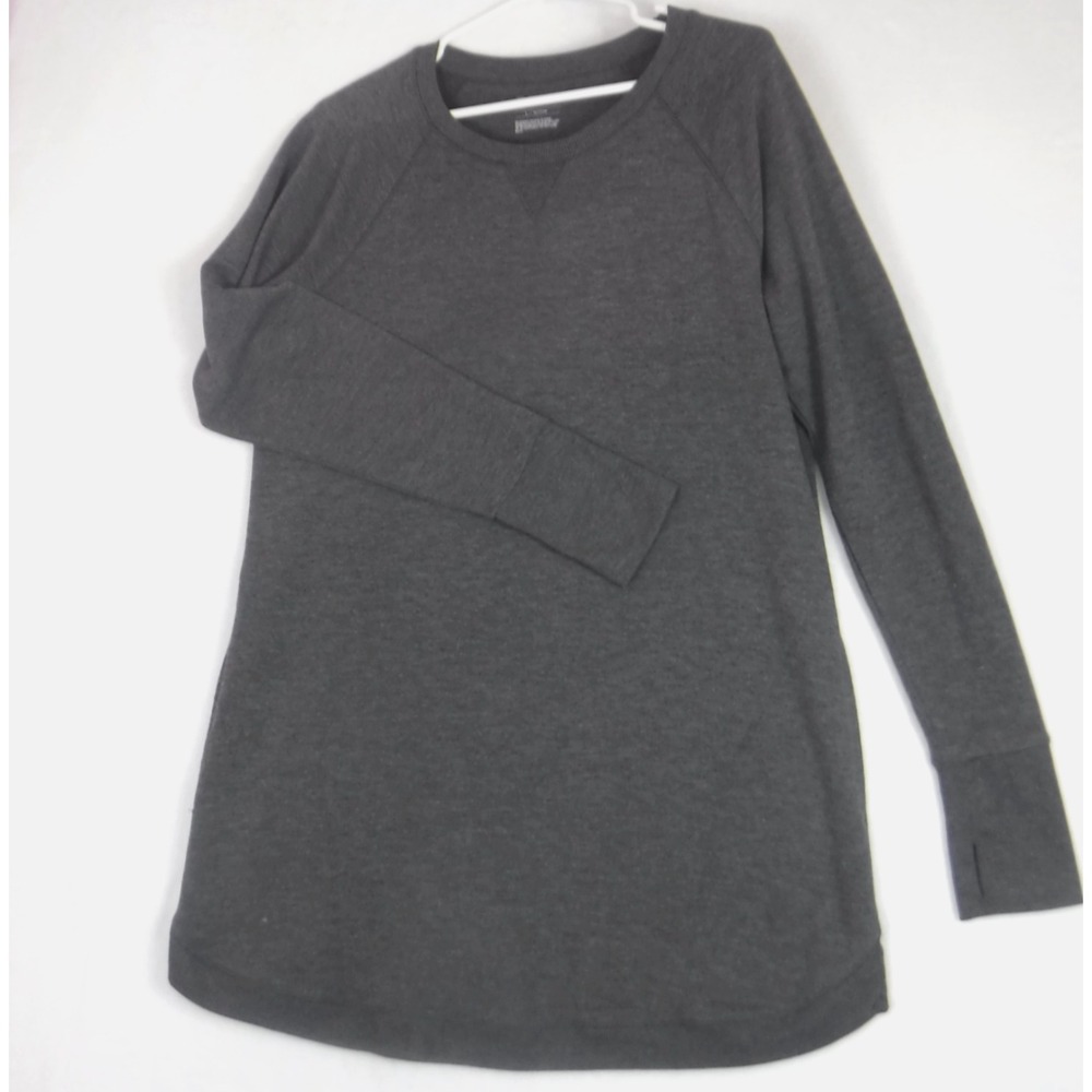 Tek Gear Dry Tek Women's Long Sleeve Shirt Dress/Tunic Gray Poly Blend SZ L